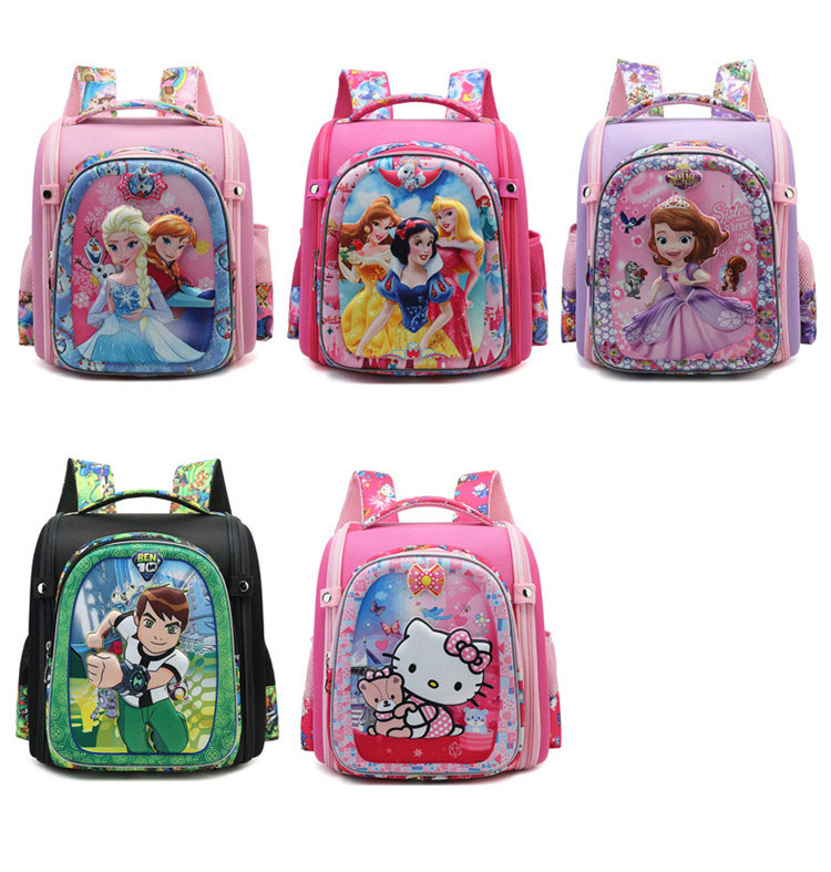 Разнообразные школьные сумки из мультфильмов для детей